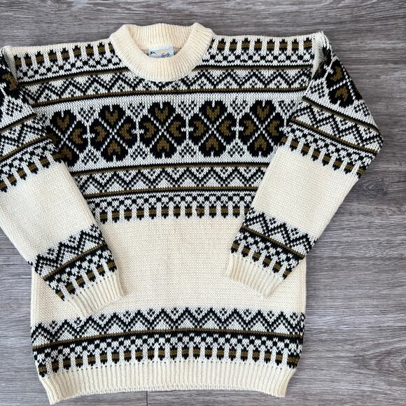 Vintage Gann Sports 100% Wool Fair Isle Print Sweater Made In Norway (Sz M) - Picture 4 of 9